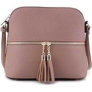 Lunar Lightweight Medium Dome Crossbody Bag Shoulder Bag With Double Tassels